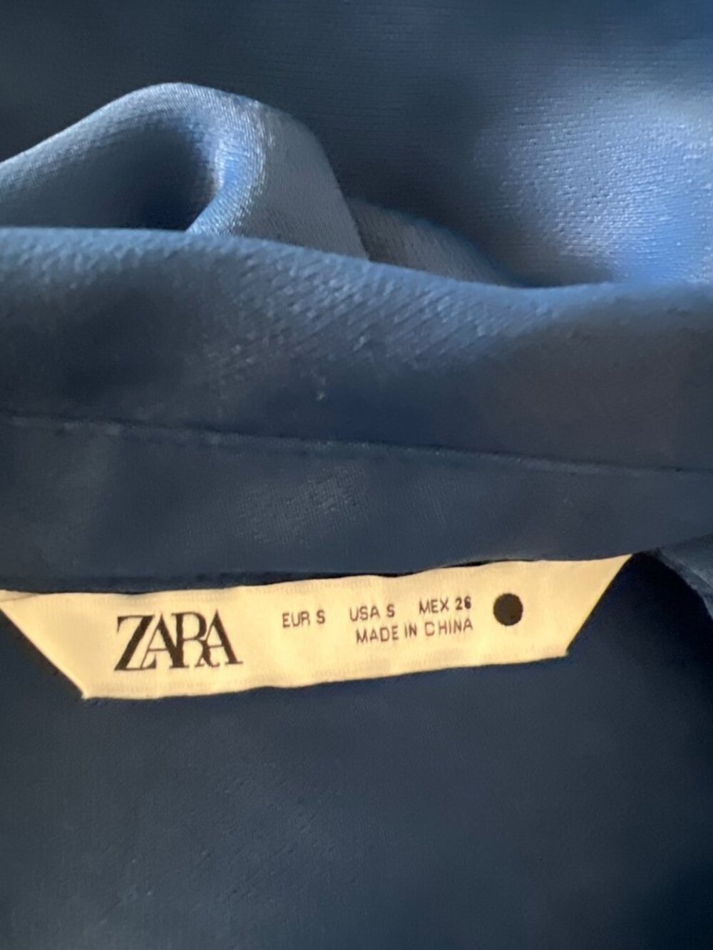 Zara Blue Button-Up Collared Long-Sleeve Shirt - Picture 5 of 5